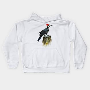 Pileated Woodpecker in Watercolor Kids Hoodie